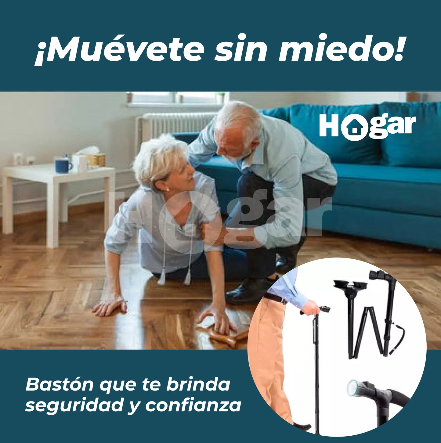 BASTÓN ORTOPÉDICO PLEGABLE CON LINTERNA + ENVÍO GRATIS