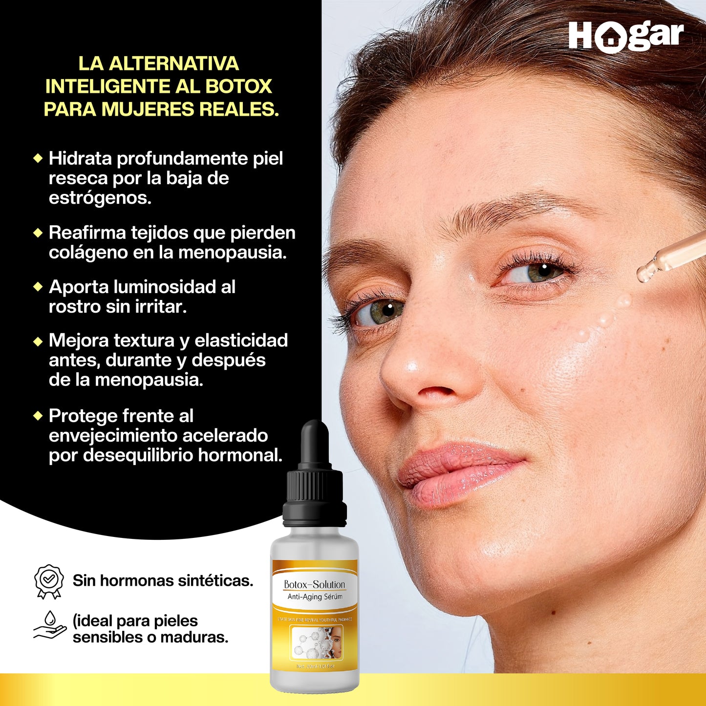 ¡BOTOX SOLUTION™ SERUM para el cuidado de tu piel antes, durante y después de la menopausia!