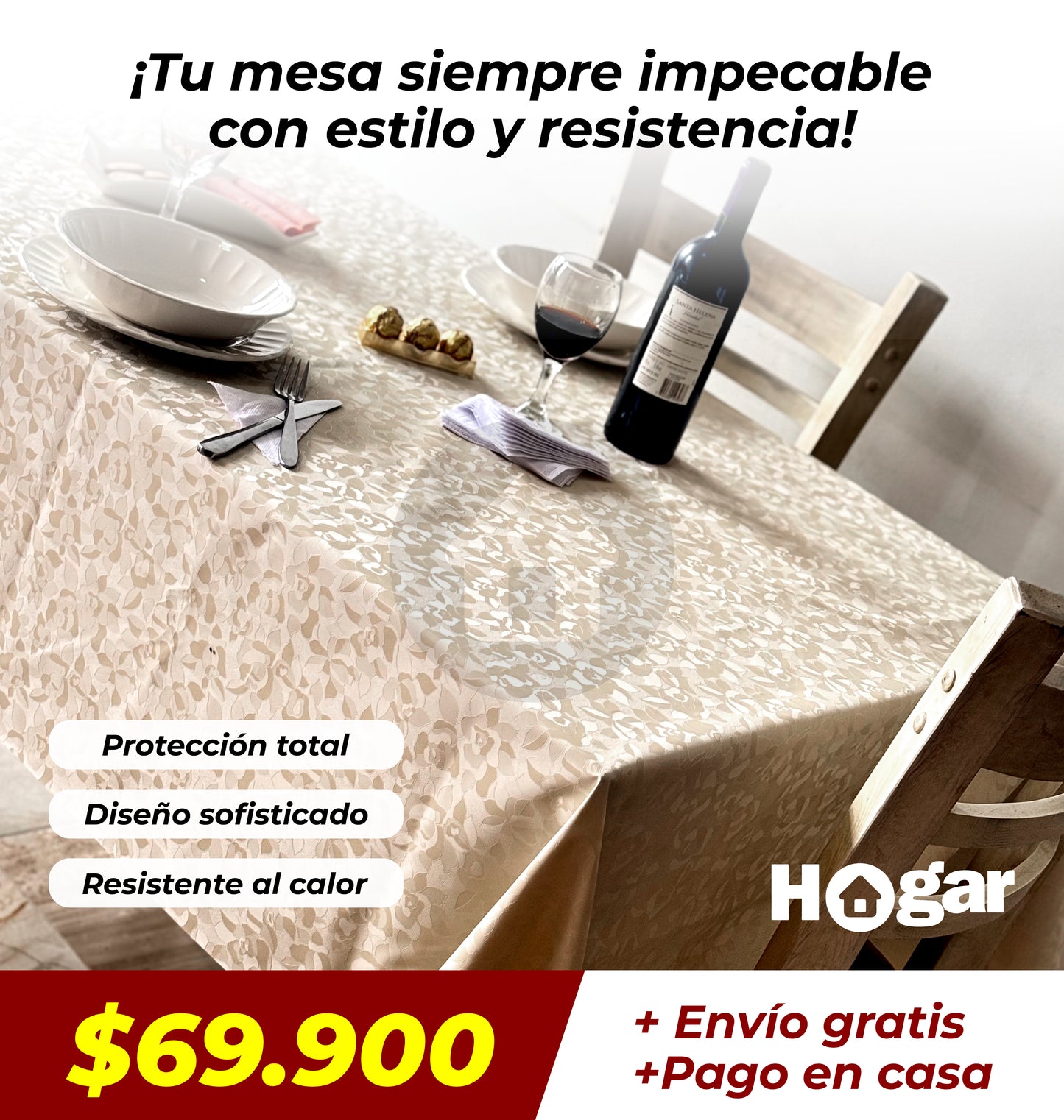 Mantel Primavera Color Champán: El mantel de alta gama que repele todo. ¡Impermeable, Antimanchas y Antirayones!