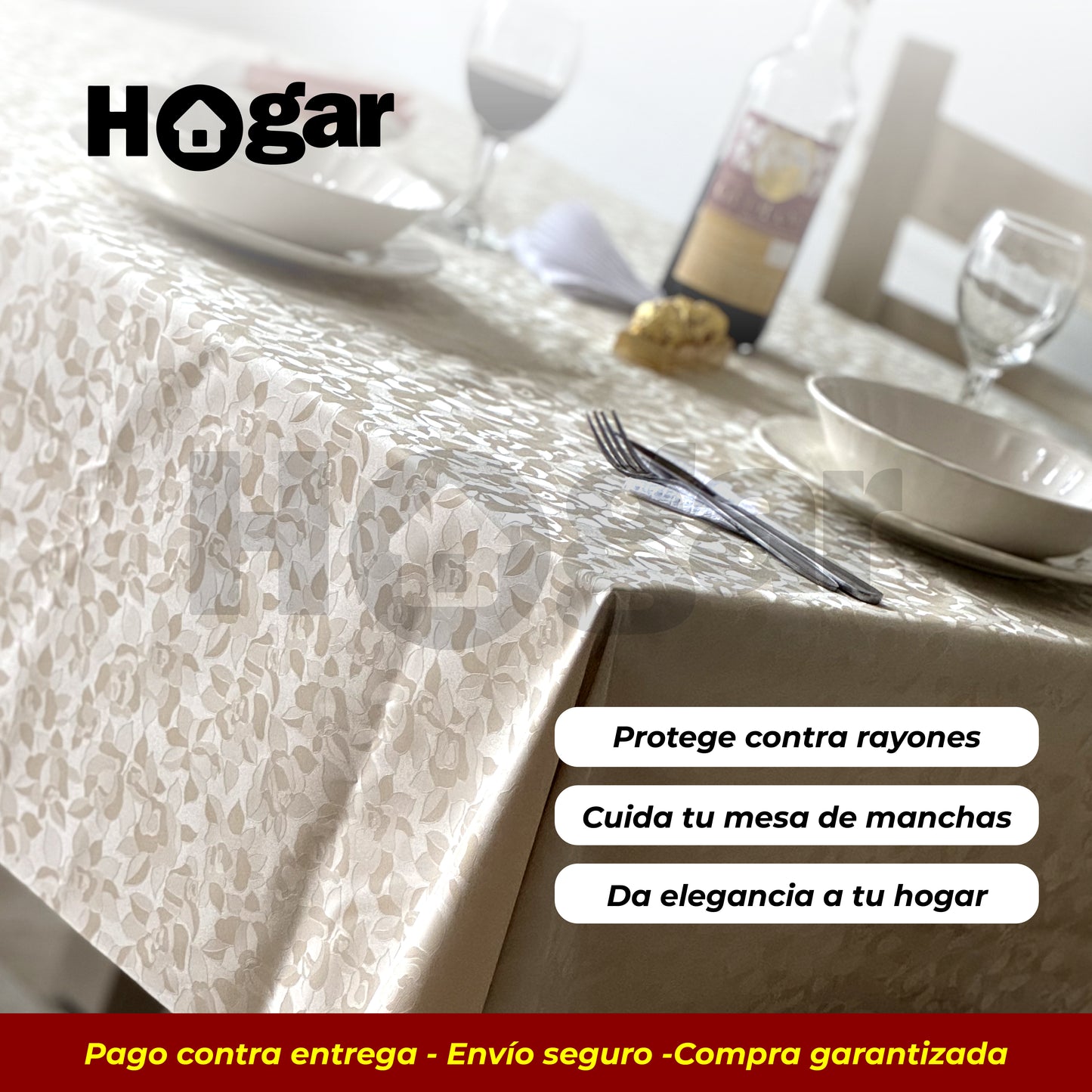 Mantel Primavera Color Champán: El mantel de alta gama que repele todo. ¡Impermeable, Antimanchas y Antirayones!