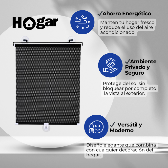 PERSIANA ENROLLABLE PORTÁTIL ¡Bloquea la luz y protege tu privacidad sin perforaciones ni complicaciones!