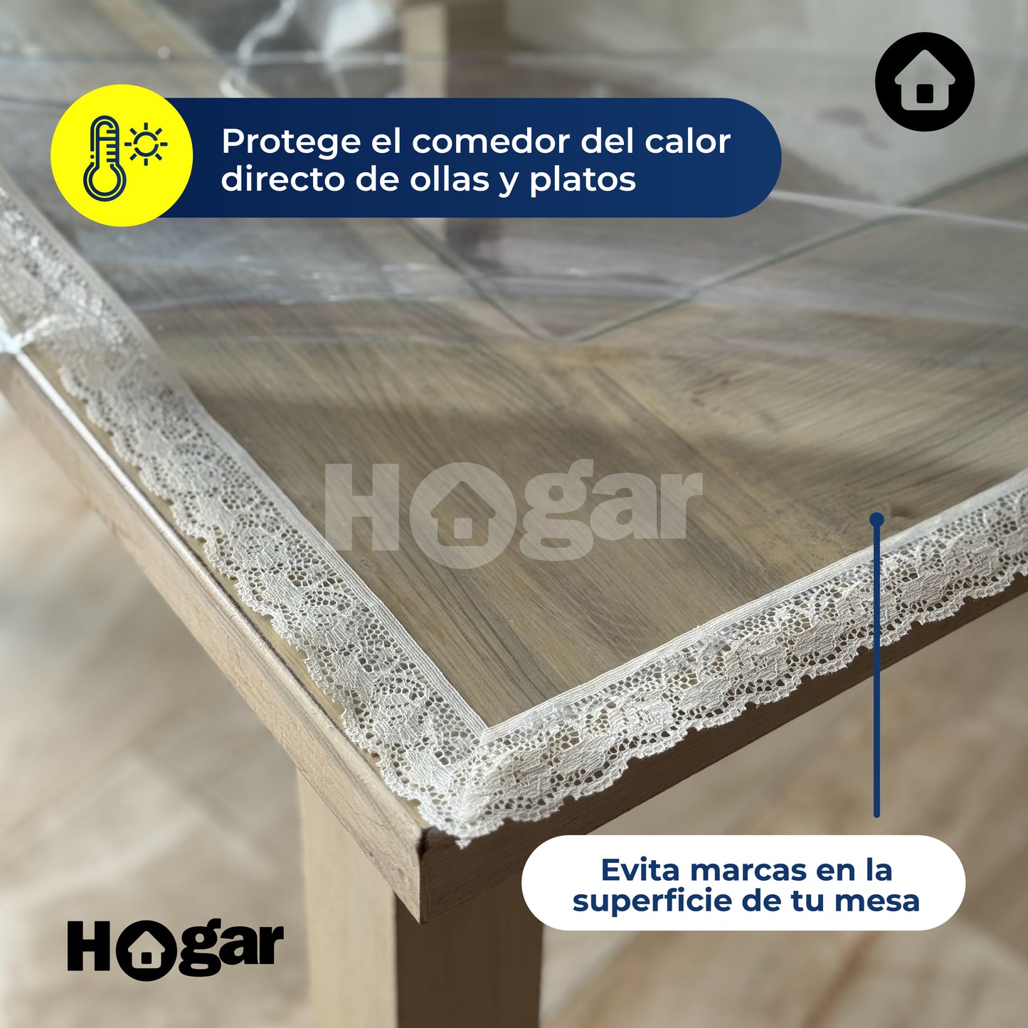 ¡Tu mesa siempre como nueva! Evita rayones, manchas y daños al instante - Mantel con Bordado Europeo de PVC Transparente para protección de comedor