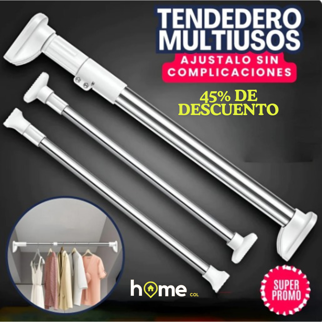 45 OFF Barra expansible para colgar ropa sin necesidad de perforaciones con distancia de hasta 2 metros