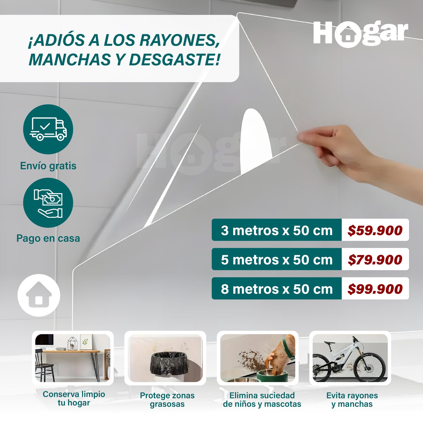 Pelicula Adhesiva Transparente Ultraresistente - La barrera invisible contra el desgaste diario del hogar