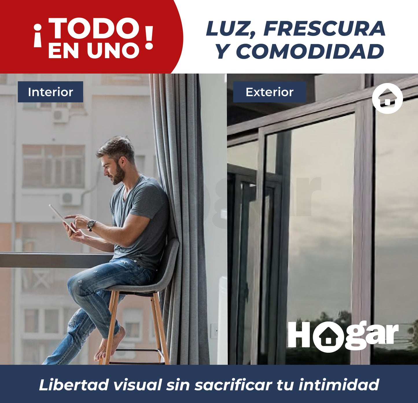 Película Adhesiva de Privacidad con Protección Solar ¡SIN CALOR, SIN ENCIERRO, SIN MIRADAS!