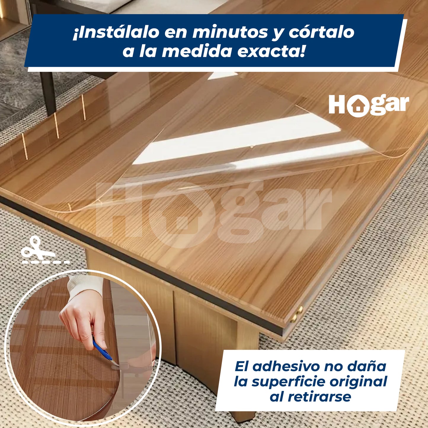 Tu mesa Siempre como Nueva: Evita Rayones, Manchas y Daños al instante - Película Adhesiva Transparente Para Protección de Comedor