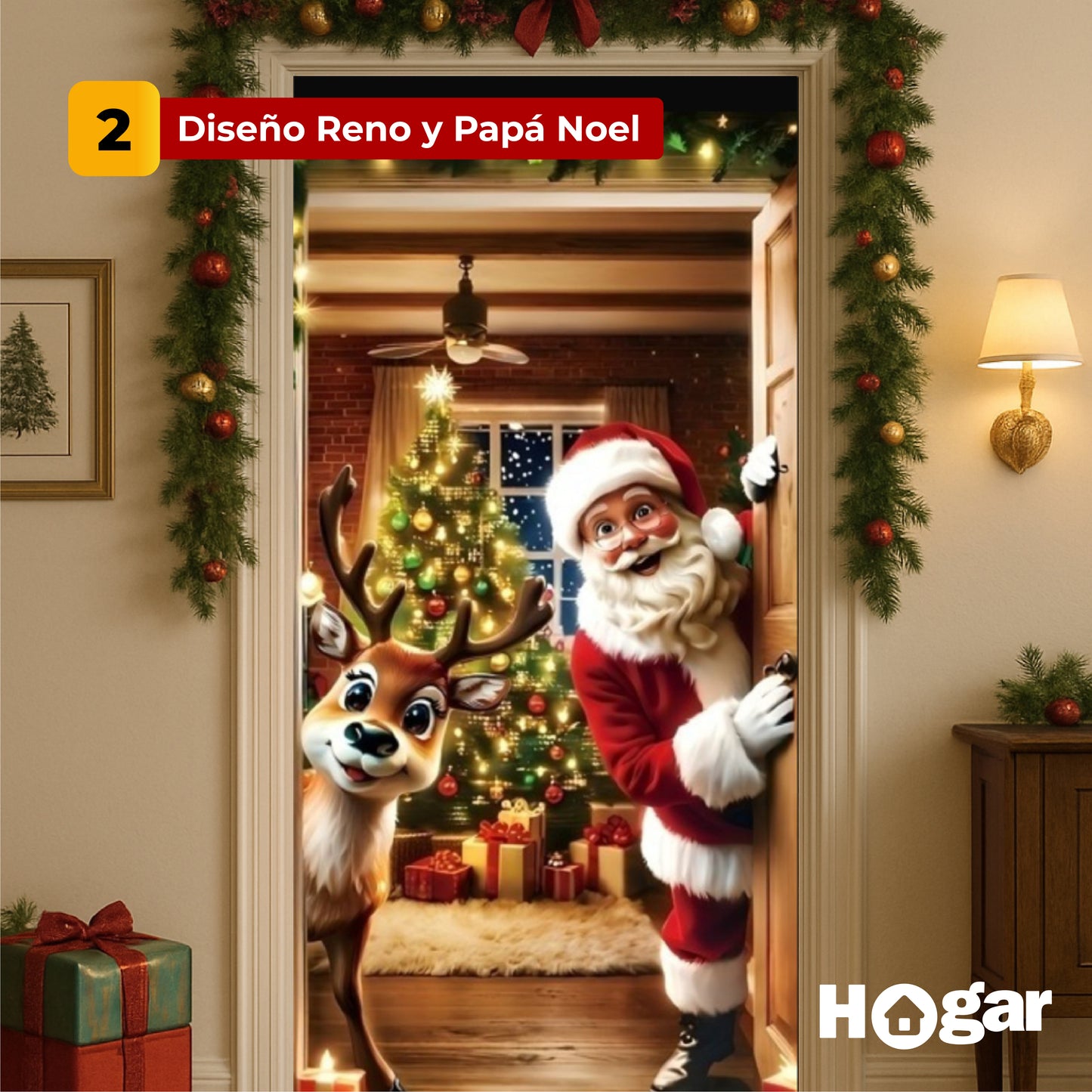 ¡La magia de la Navidad empieza en tu puerta! Decora al instante con nuestras Fundas Navideñas fáciles de poner y reutilizar.