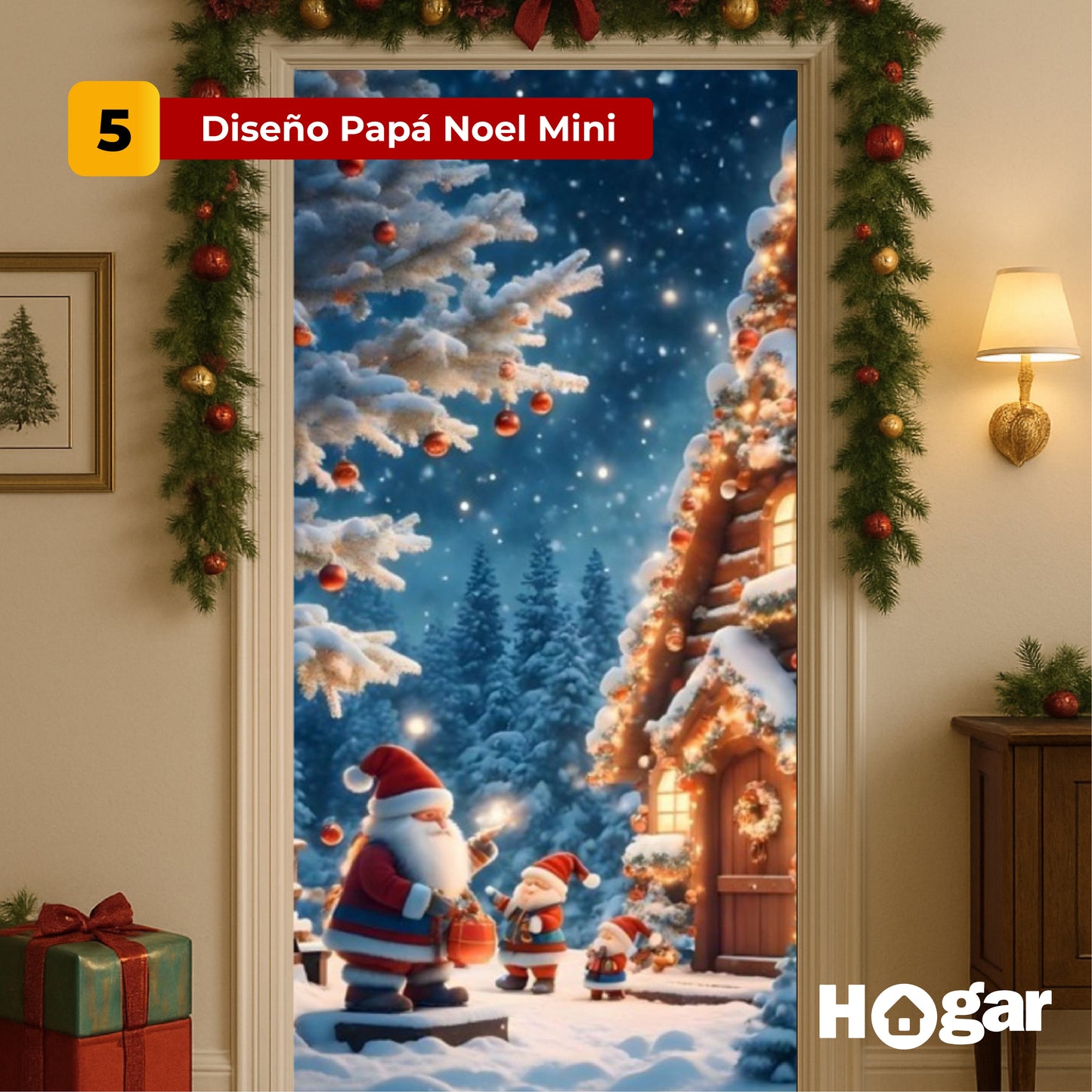 ¡La magia de la Navidad empieza en tu puerta! Decora al instante con nuestras Fundas Navideñas fáciles de poner y reutilizar.