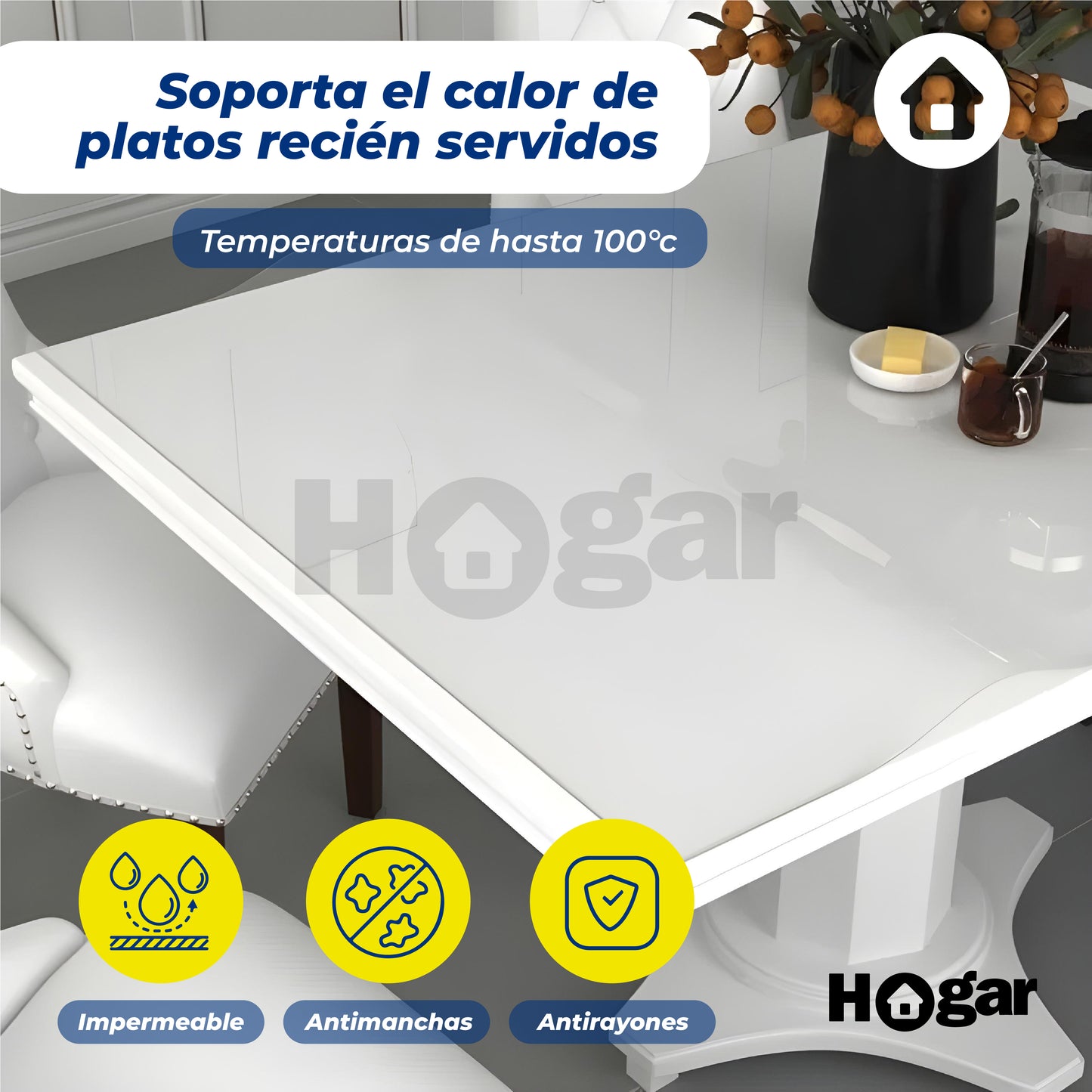 ¡Tu mesa siempre como nueva! Evita rayones, manchas y daños al instante - Película de PVC Transparente Para Protección de Comedor