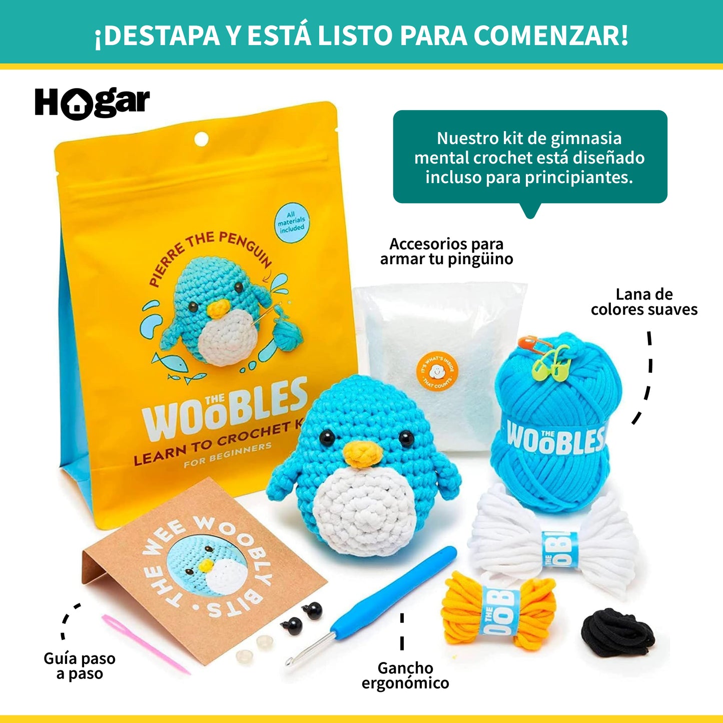Pingüi™ – Kit de Gimnasia Mental Crochet - MANTÉN TU MENTE Y TU CUERPO SIEMPRE ACTIVOS (incluye paso a paso)