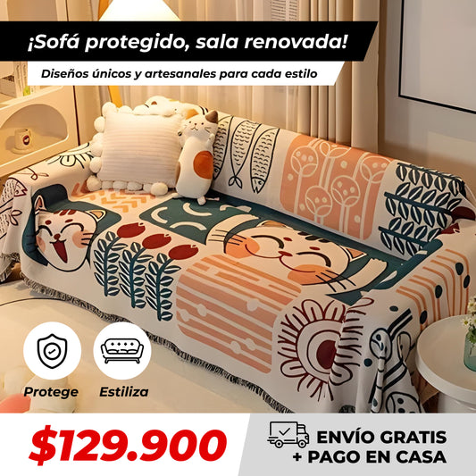 ¡Tu sofá siempre impecable! Di adiós a manchas, rasguños y desgaste. Cobertor Protector Artesanal para Sofá