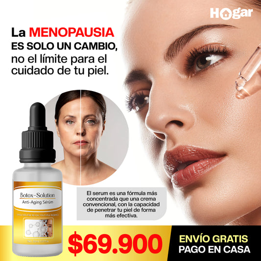 ¡BOTOX SOLUTION™ SERUM para el cuidado de tu piel antes, durante y después de la menopausia!