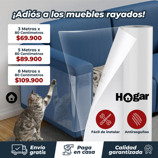Protector Adhesivo Transparente Antirasguños para sofás y muebles