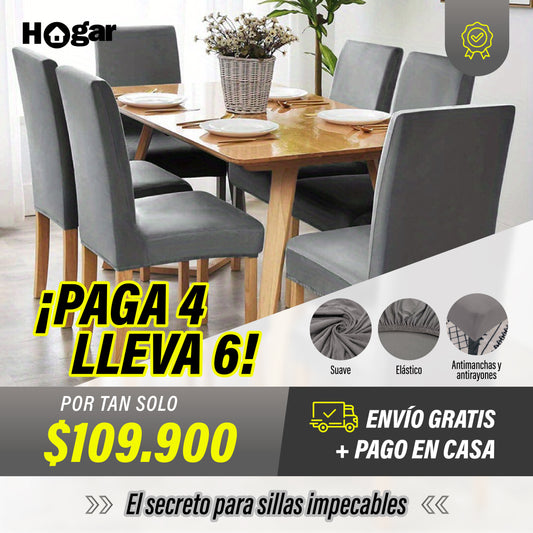 ¡Tus sillas siempre como nuevas! Adiós a las manchas, rayones y desgastes - Fundas Elásticas Protectoras para Sillas (paga 4 lleva 6)