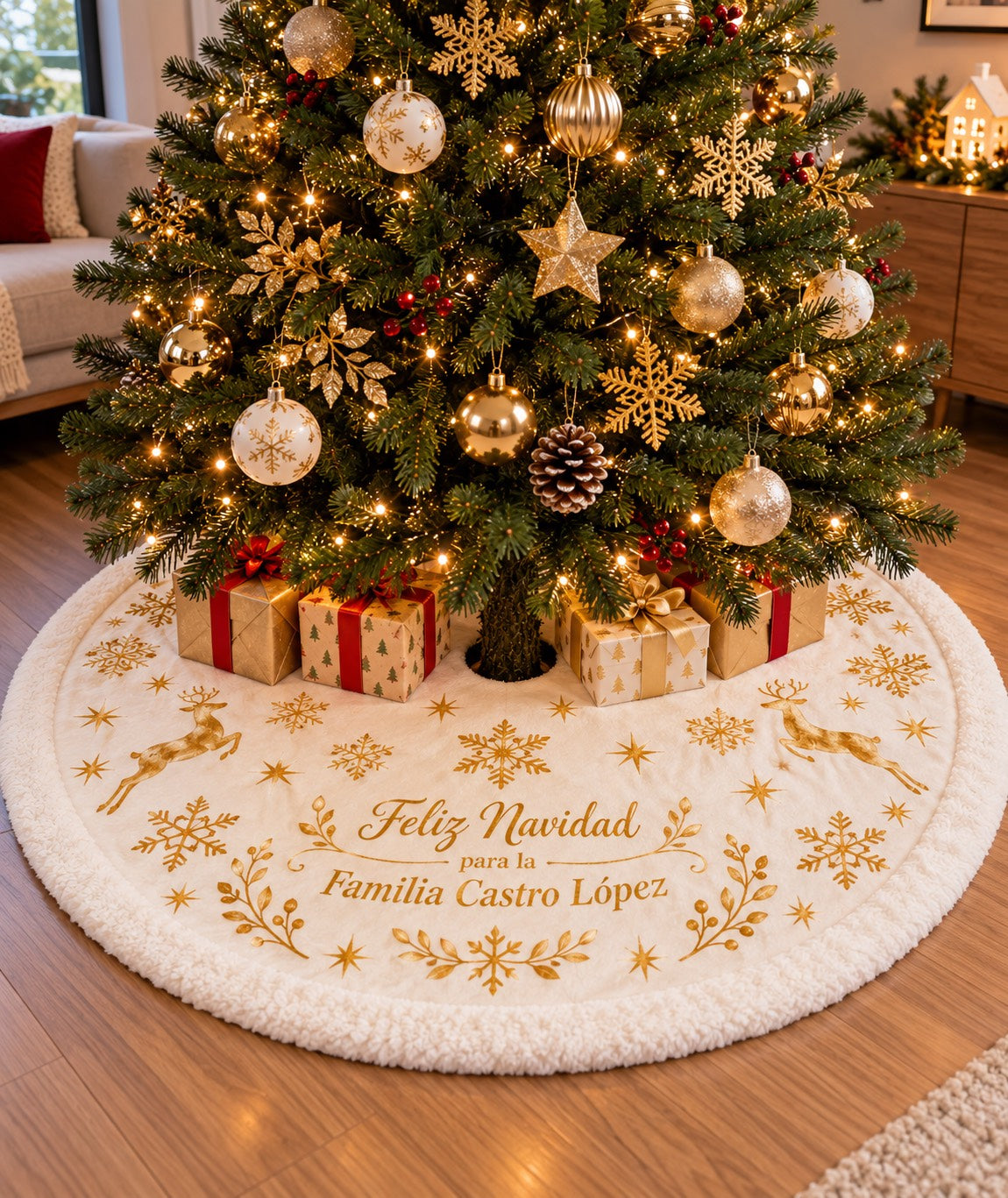 Pie de Arbol Navidad en Familia