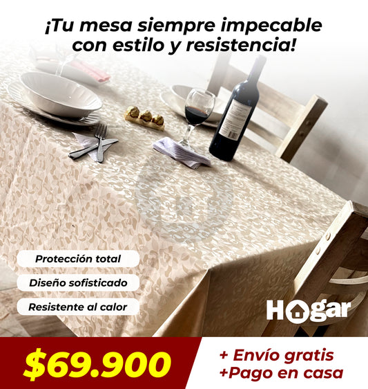Mantel Primavera Color Champán: El mantel de alta gama que repele todo. ¡Impermeable, Antimanchas y Antirayones!