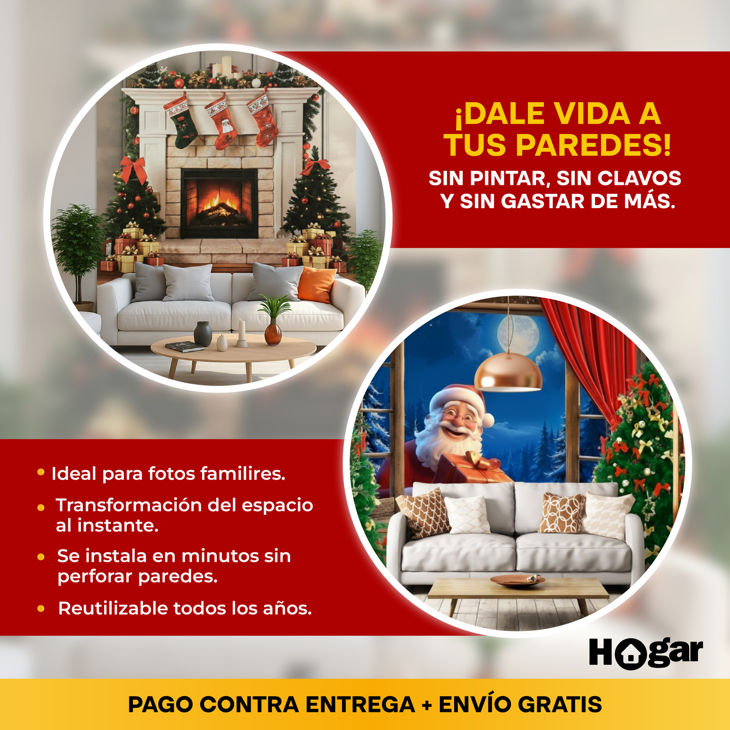 (Oferta) Fondo Navideño + Obsequio: Funda para Puerta Navideña🎄