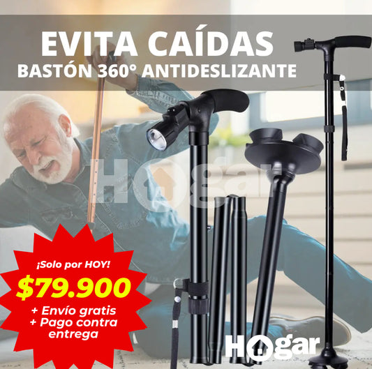 BASTÓN ORTOPÉDICO PLEGABLE CON LINTERNA + ENVÍO GRATIS
