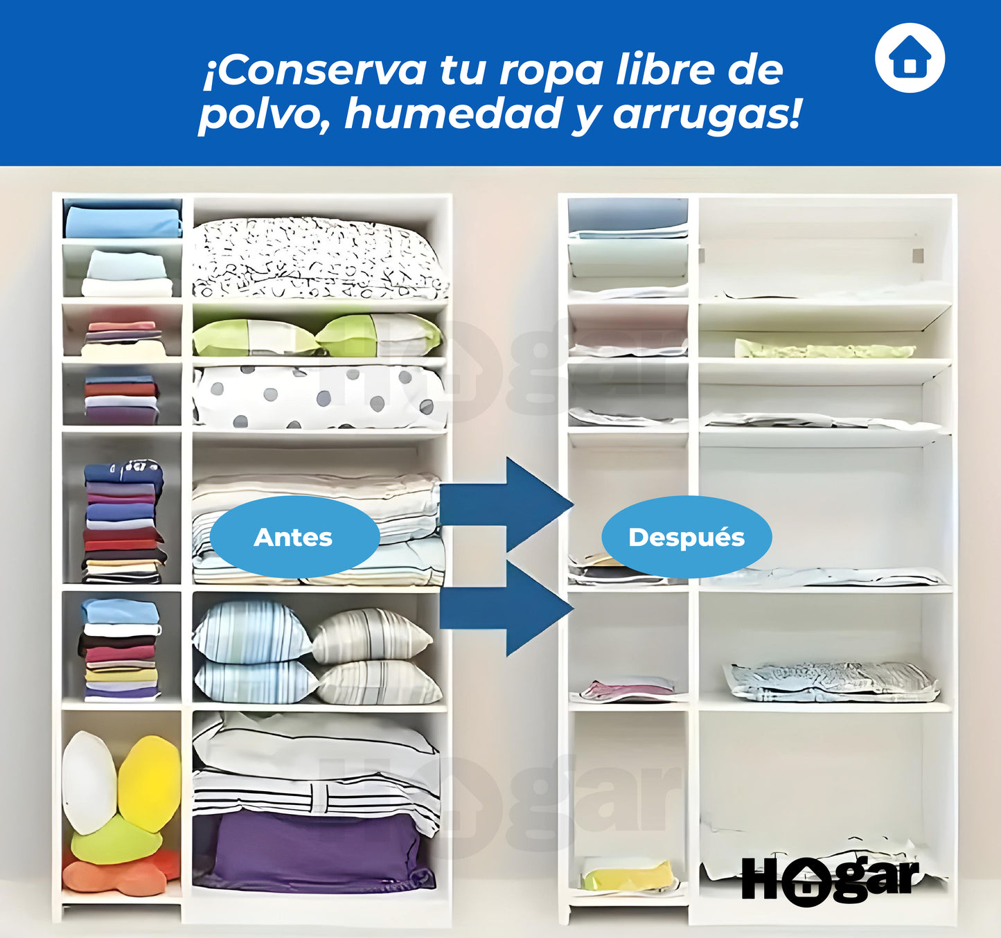 KIT AHORRADOR DE ESPACIO: 5 BOLSAS AL VACÍO REUTILIZABLES + BOMBA ELÉCTRICA