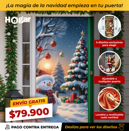 ¡La magia de la Navidad empieza en tu puerta! Decora al instante con nuestras Fundas Navideñas fáciles de poner y reutilizar.