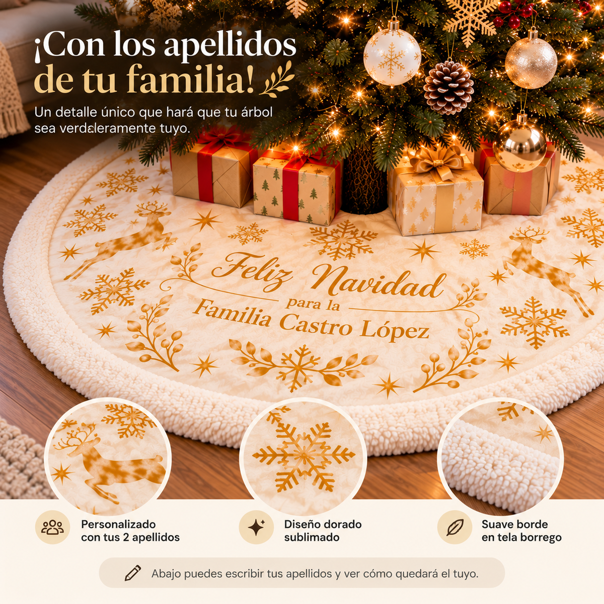 Pie de Arbol Navidad en Familia