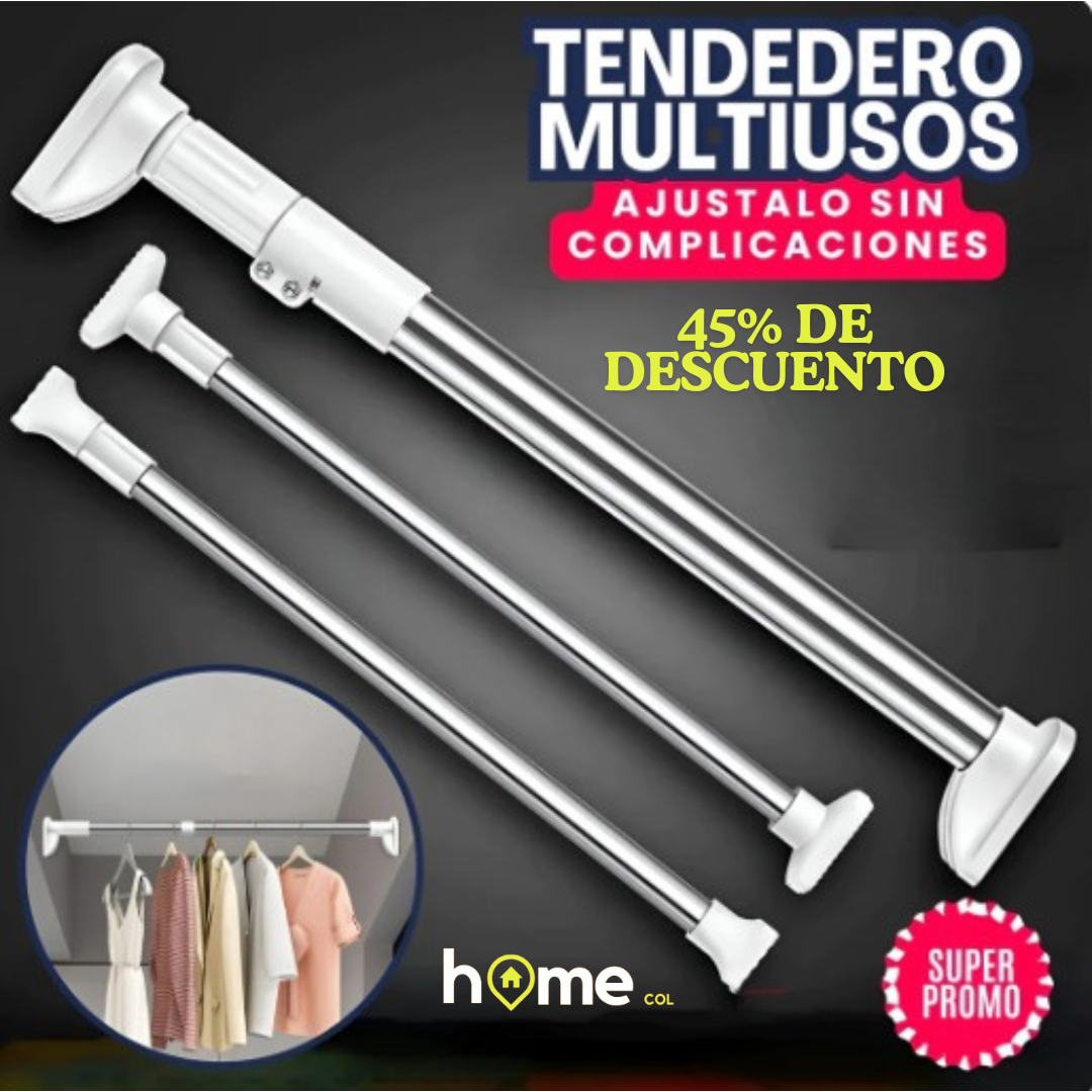 45% OFF - Barra expansible para colgar ropa sin necesidad de perforaciones con distancia de hasta 2 metros