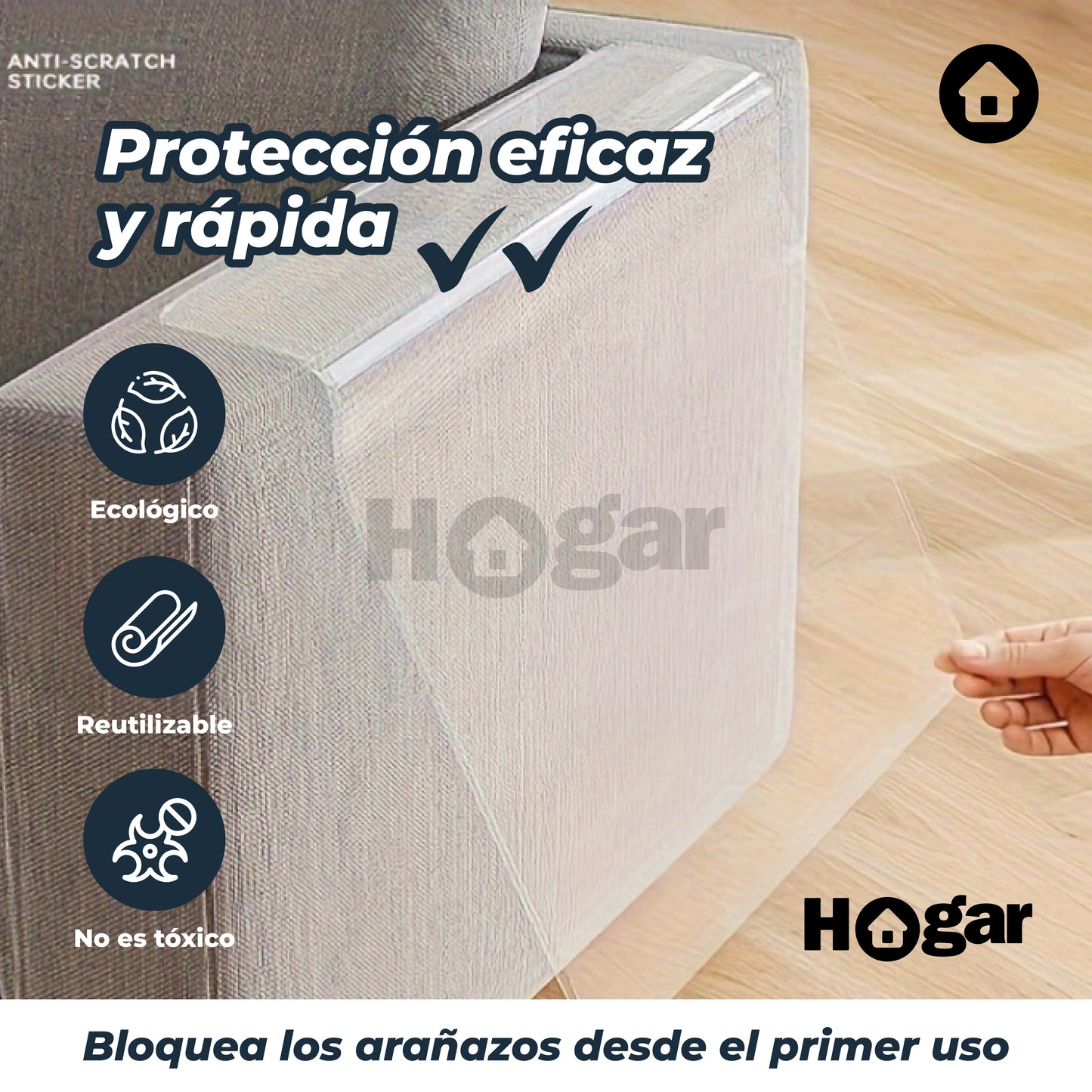Protector Adhesivo Transparente Antirasguños para sofás y muebles