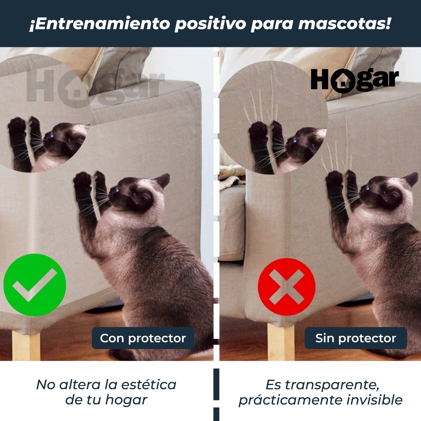 Protector Adhesivo Transparente Antirasguños para sofás y muebles