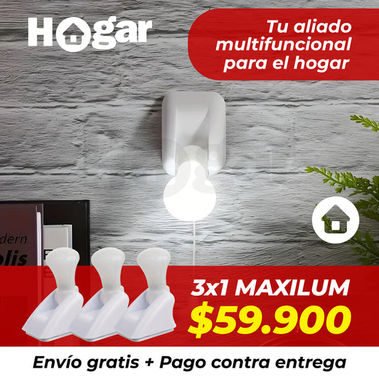 OFERTA 3X1 MAXILUM - Bombillo portátil multifuncional para hogar de fácil instalación, sin cables e indestructible
