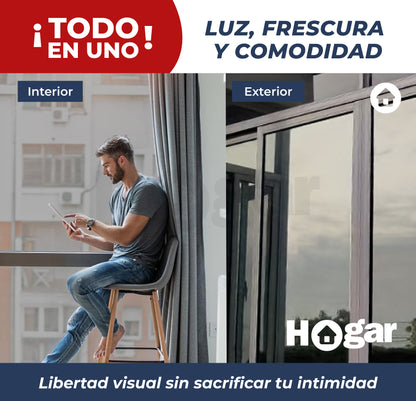 Película Adhesiva de Privacidad con Protección Solar - Sin calor, sin encierro, sin miradas