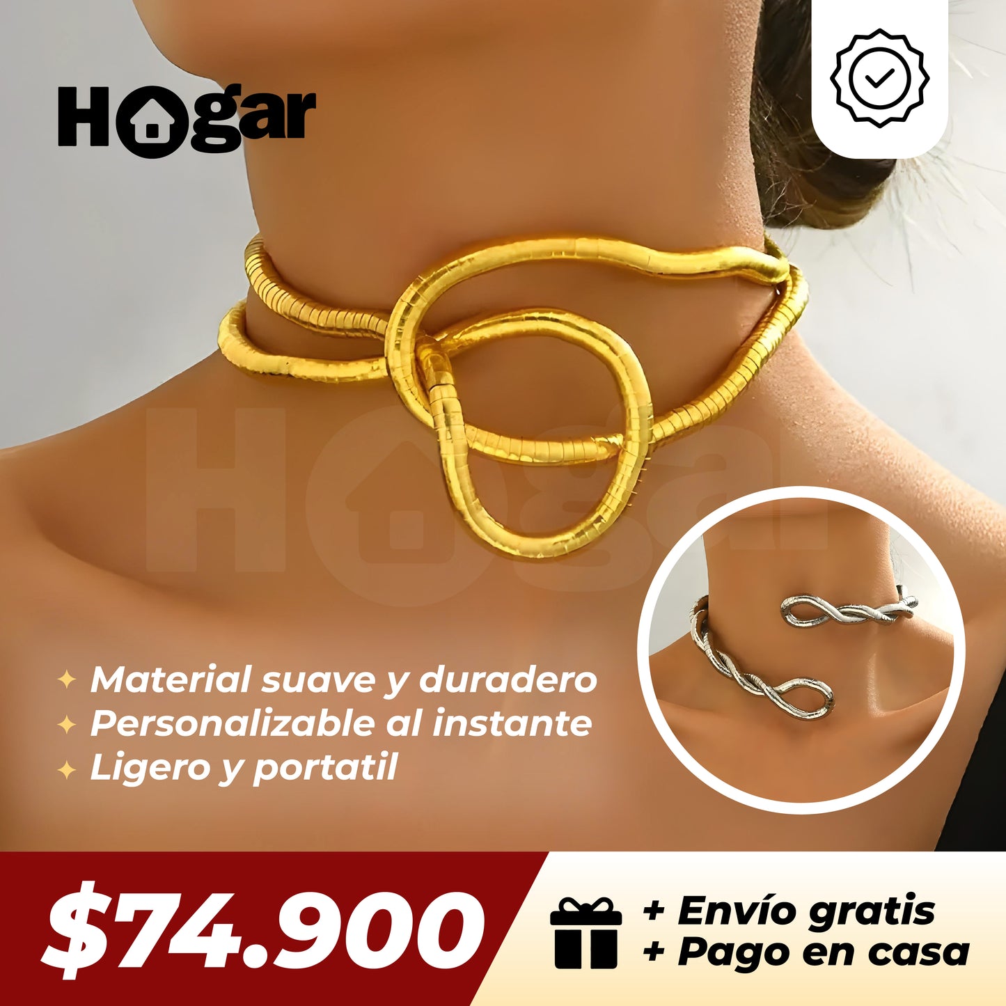 Collar Infinity Moldeable para Dama ¡Un diseño, mil formas de brillar!
