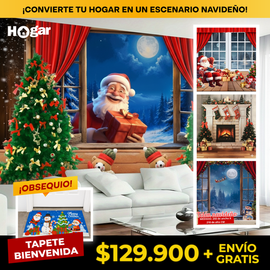 (Oferta) Fondo Navideño + Obsequio: Tapete de Entrada Navideño🎄