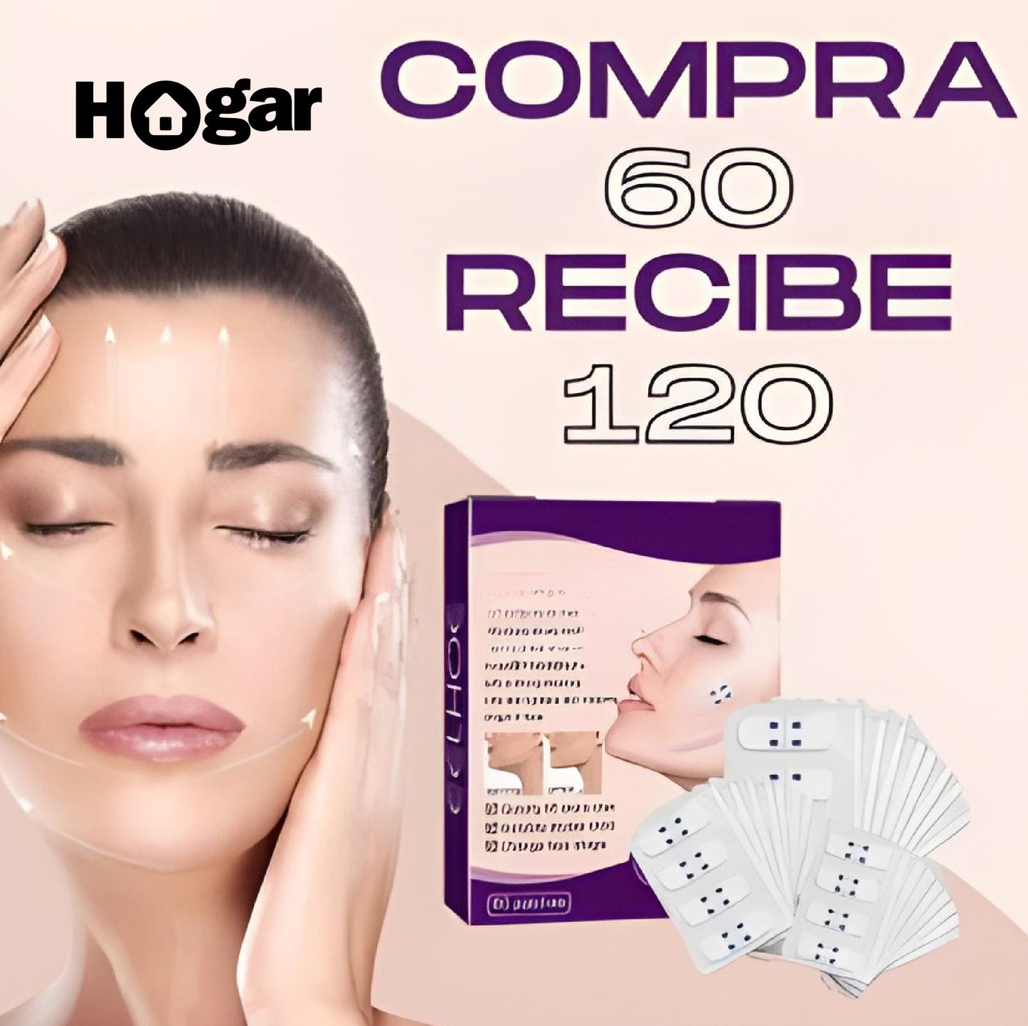 OFERTA 2x1 | FACE LIFTING PATCH® 120 Unidades de Parches invisibles de estiramiento facial