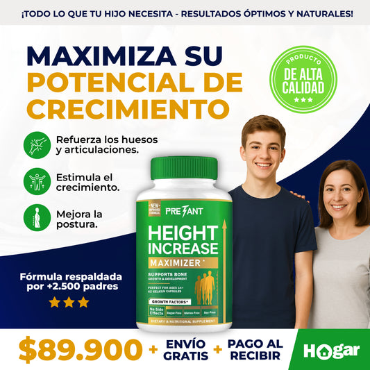 Maximizador De Crecimiento Pretant™️ – ¿Tu hijo no crece como los demás? Apoya su estatura después de los 14 sin hormonas ni riesgos