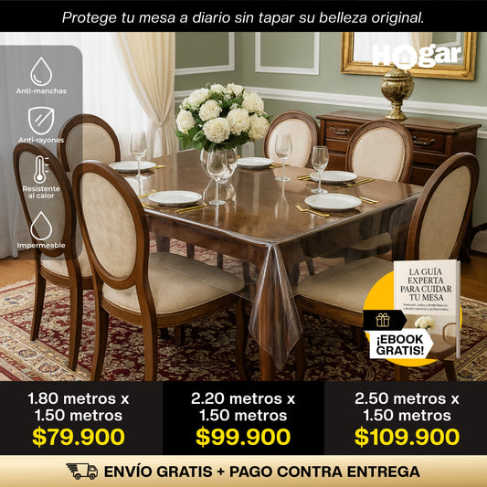 Velaria™ – Protección Invisible para tu Mesa | Evita rayones, manchas y desgaste sin tapar su diseño