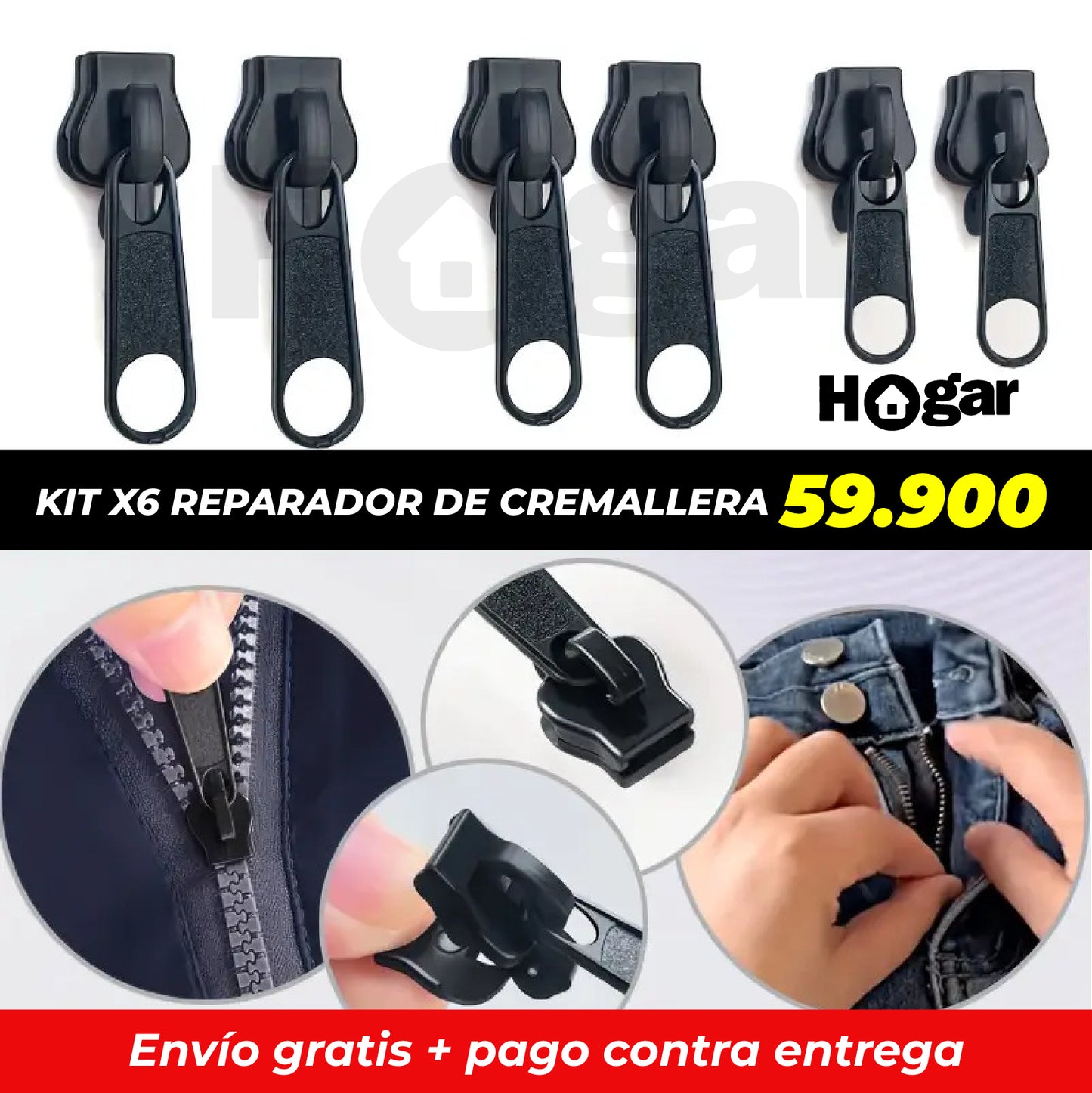 Kit x6 Reparador de Cremallera ¡Restaura tus pantalones sin ser un profesional!