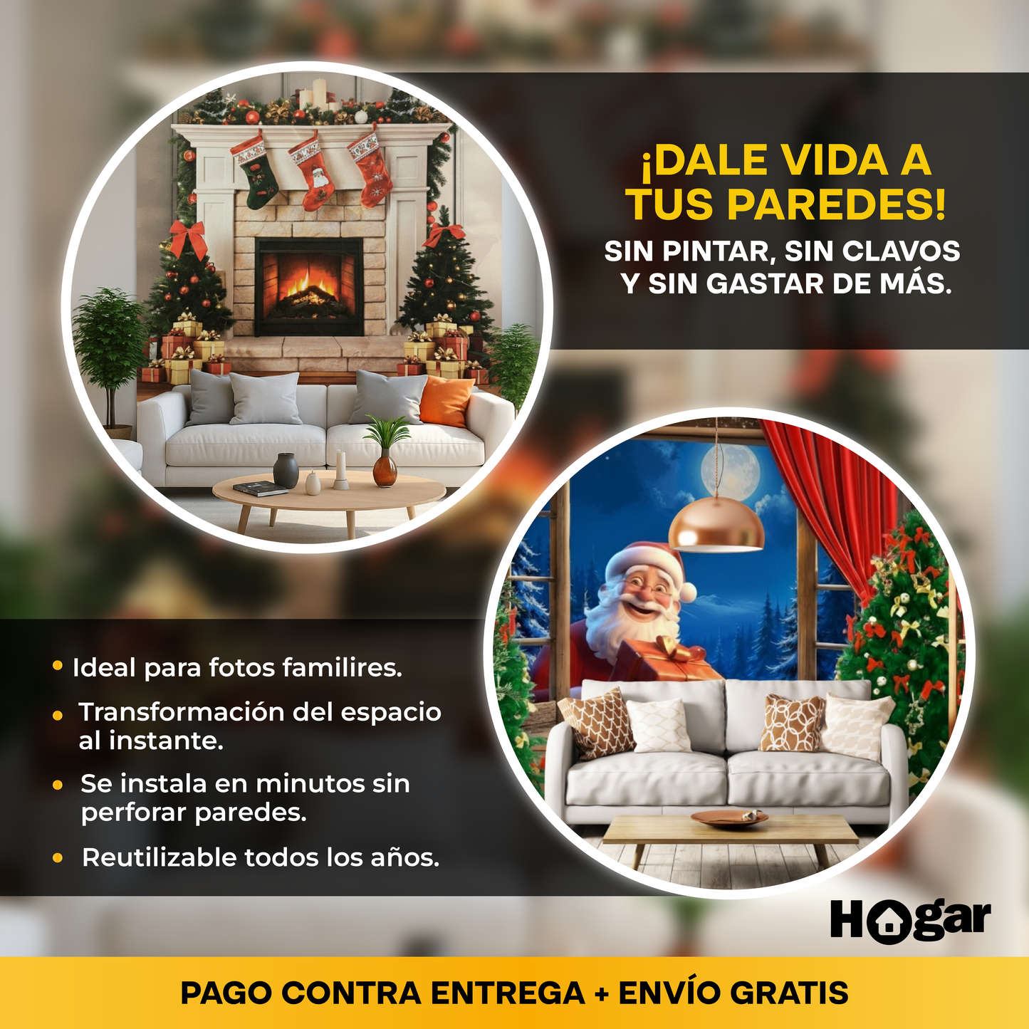 (Oferta) Fondo Navideño + Obsequio: Tapete de Entrada Navideño🎄