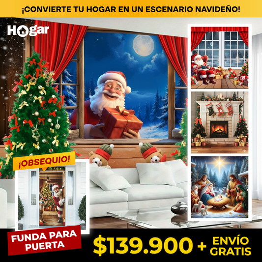 (Oferta) Fondo Navideño + Obsequio: Funda para Puerta Navideña🎄