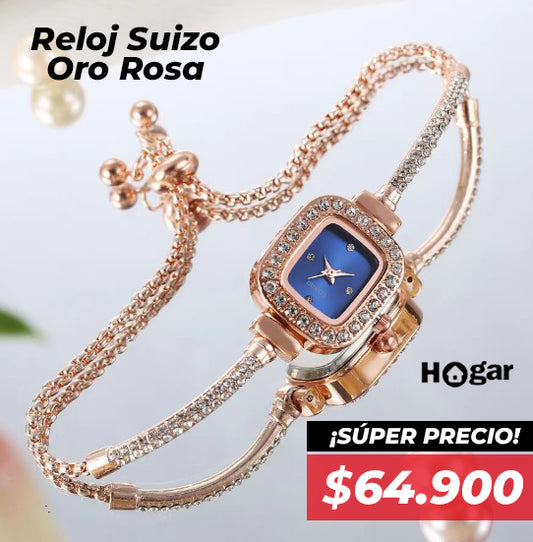 RELOJ SUIZO DE LUJO ORO ROSA QUARTZ ¡Reloj para mujer elegante y exclusivo!