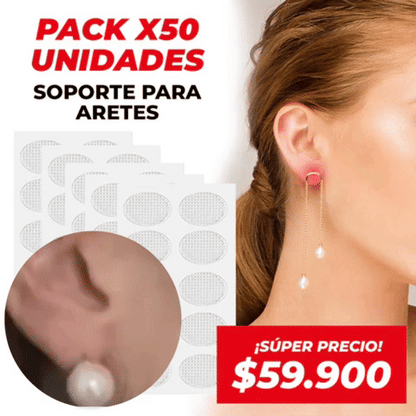 PACK X50 SOPORTE ULTRA FIRME  PARA LÓBULOS OREJAS ¡Tus aretes favoritos sin desgarres ni molestias!